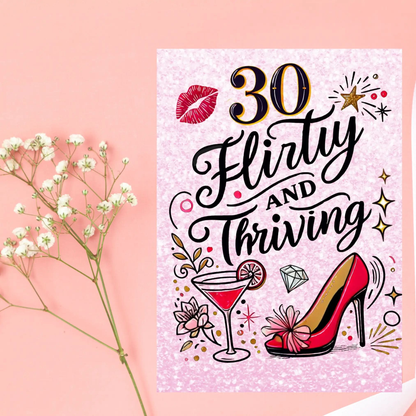 Flirty and Thriving Greeting Cards, Fun Birthday Cards, Stylish Wedding Invitations, Unique Party Invitations, Celebratory Cards, Pink Printify