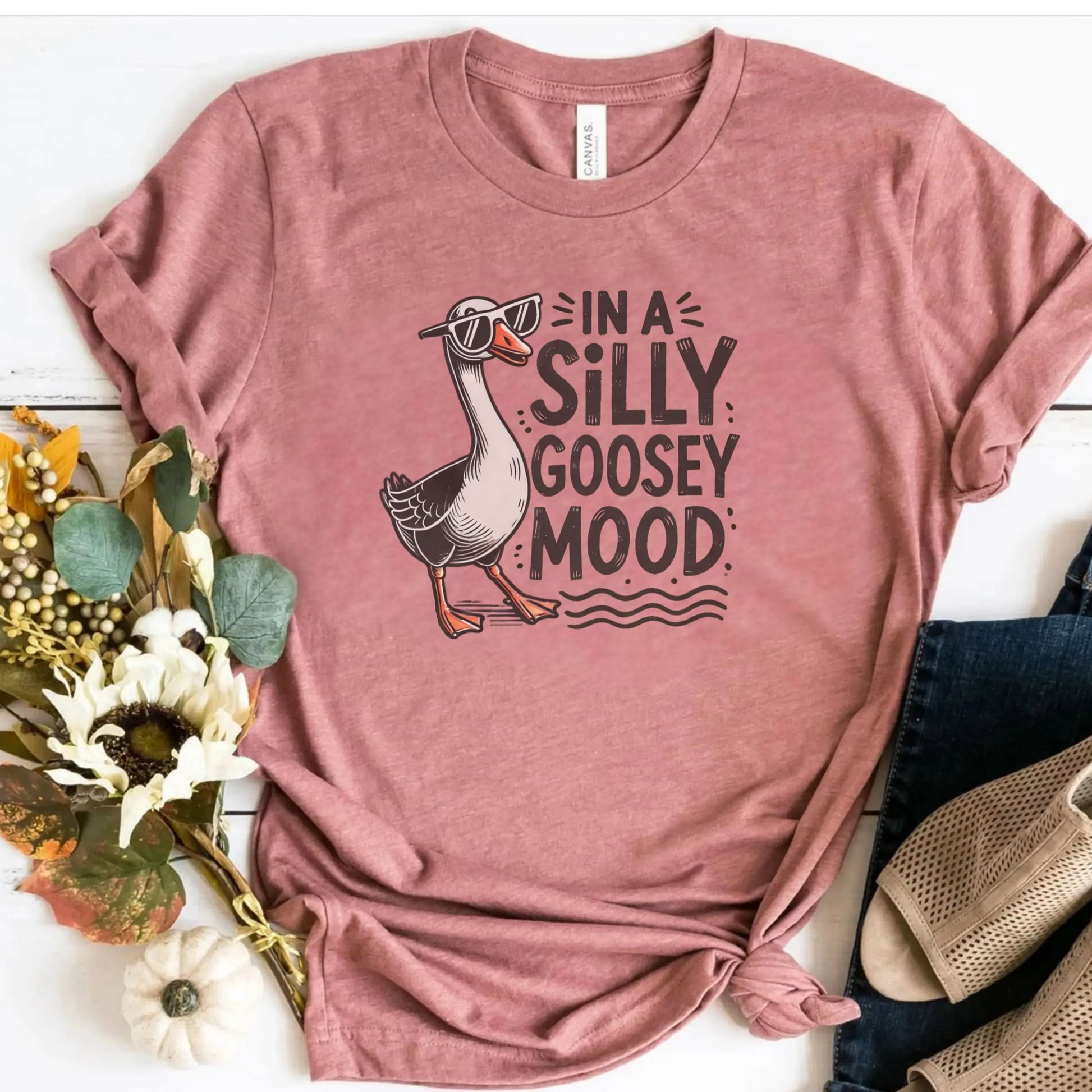 Silly Goose Mood T-Shirt - Unisex Garment-Dyed Tee Printify