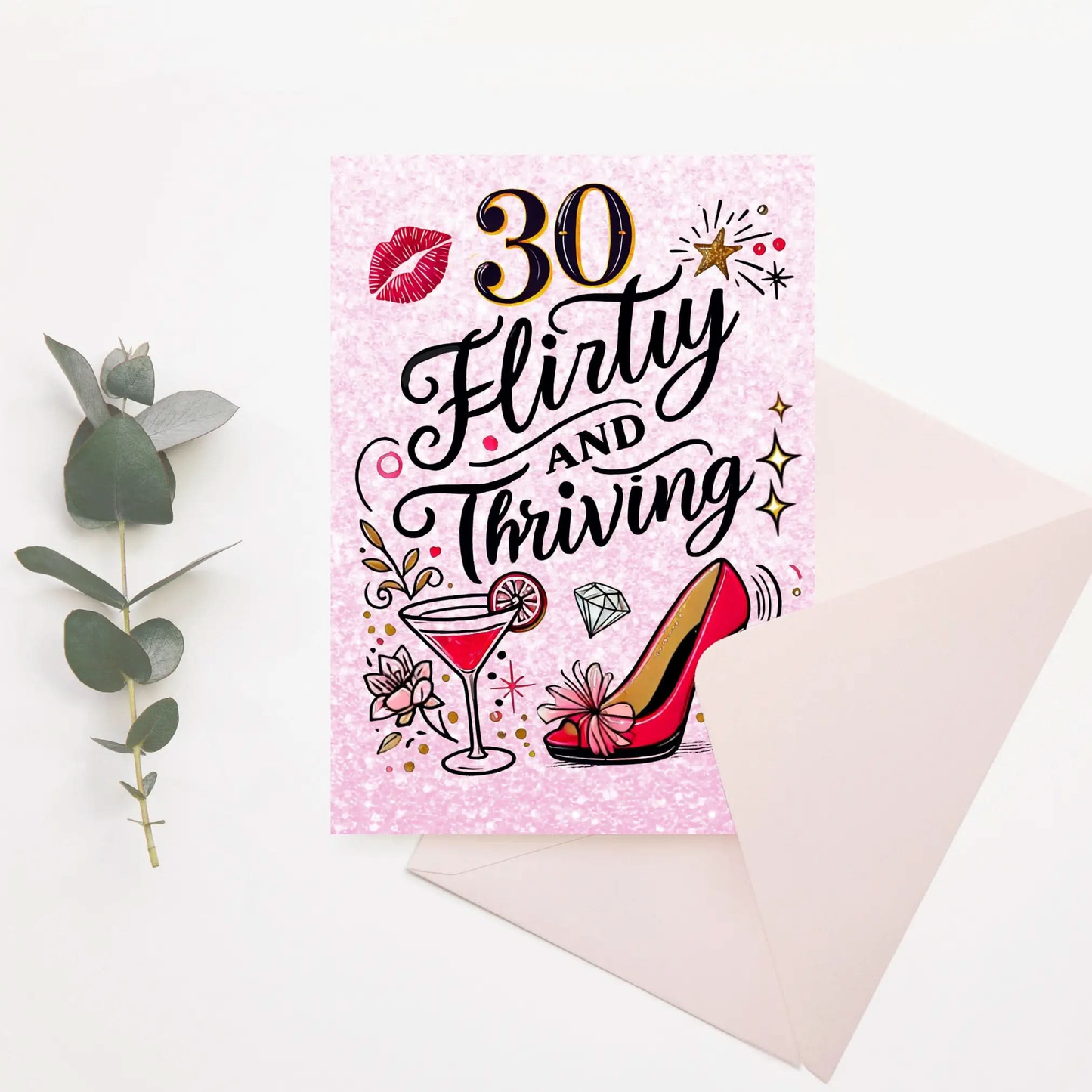 Flirty and Thriving Greeting Cards, Fun Birthday Cards, Stylish Wedding Invitations, Unique Party Invitations, Celebratory Cards, Pink Printify