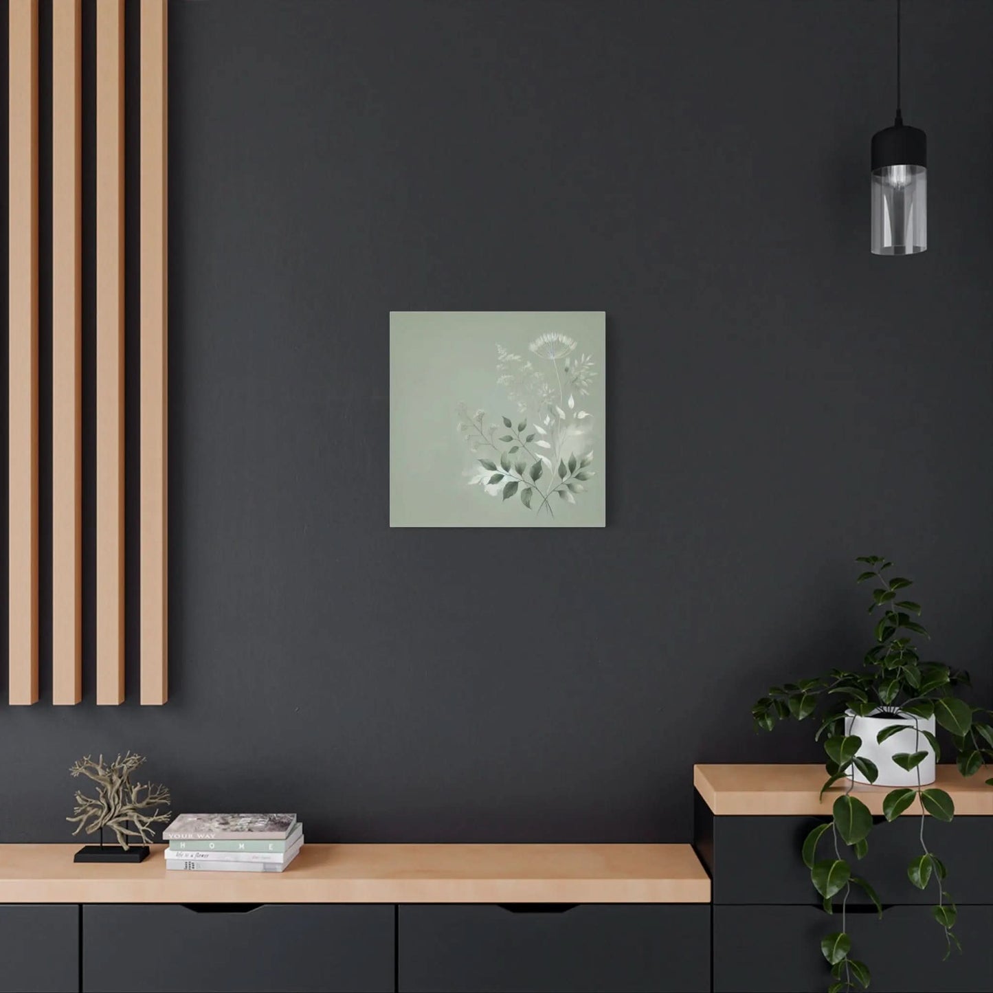 Sage Green Wall Art - Botanical Canvas Art - Elegant Floral Wall Decor for Home & Office Printify