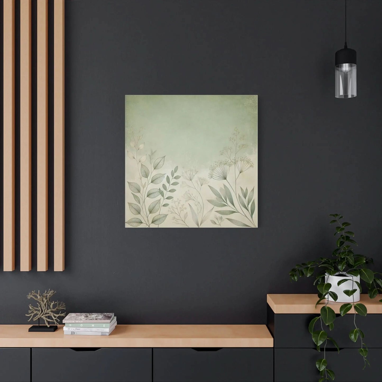 Sage Green Wall Art - Botanical Canvas Art - Elegant Floral Wall Decor for Home & Office Printify