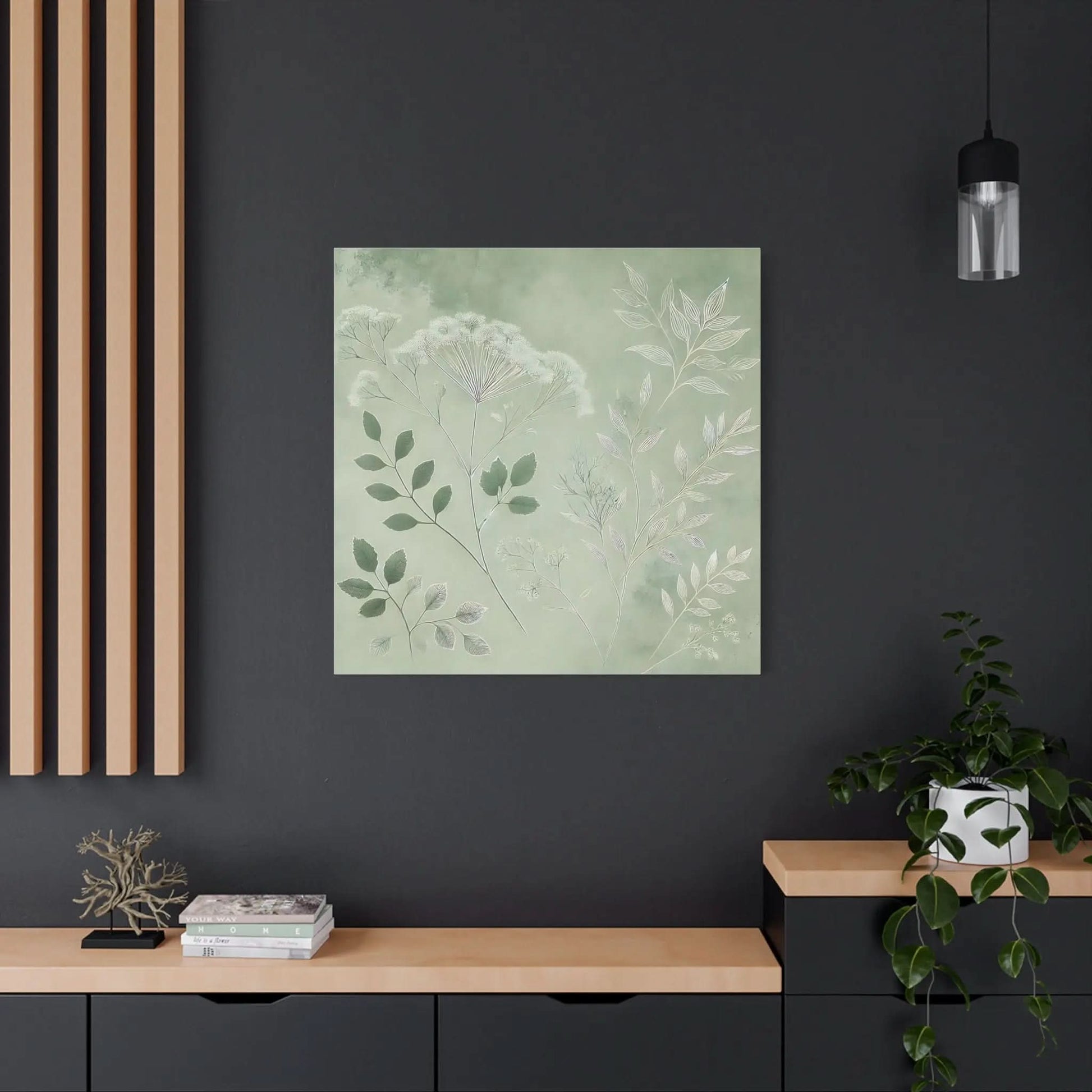 Sage Green Wall Art - Botanical Canvas Art - Elegant Floral Wall Decor for Home & Office Printify