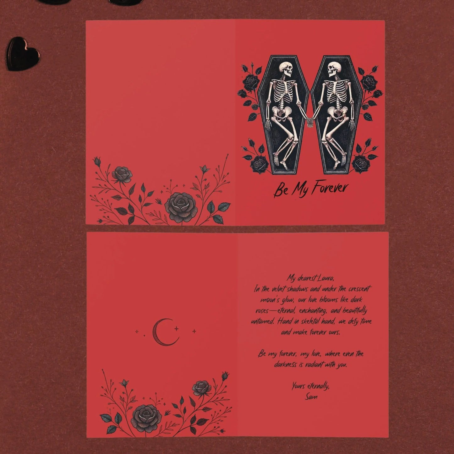 Personalized Whimsigoth Valentines Day Card, Romantic Goth Valentines, Gothic Valentines,  Skeleton Valentine Card, Witchy Spooky Valentines