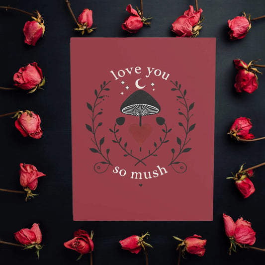 Personalized Whimsigoth Valentine’s Day Card | Gothic Mushroom Valentine | Dark Romantic Woodland Love Card | Goth Cottagecore Valentine