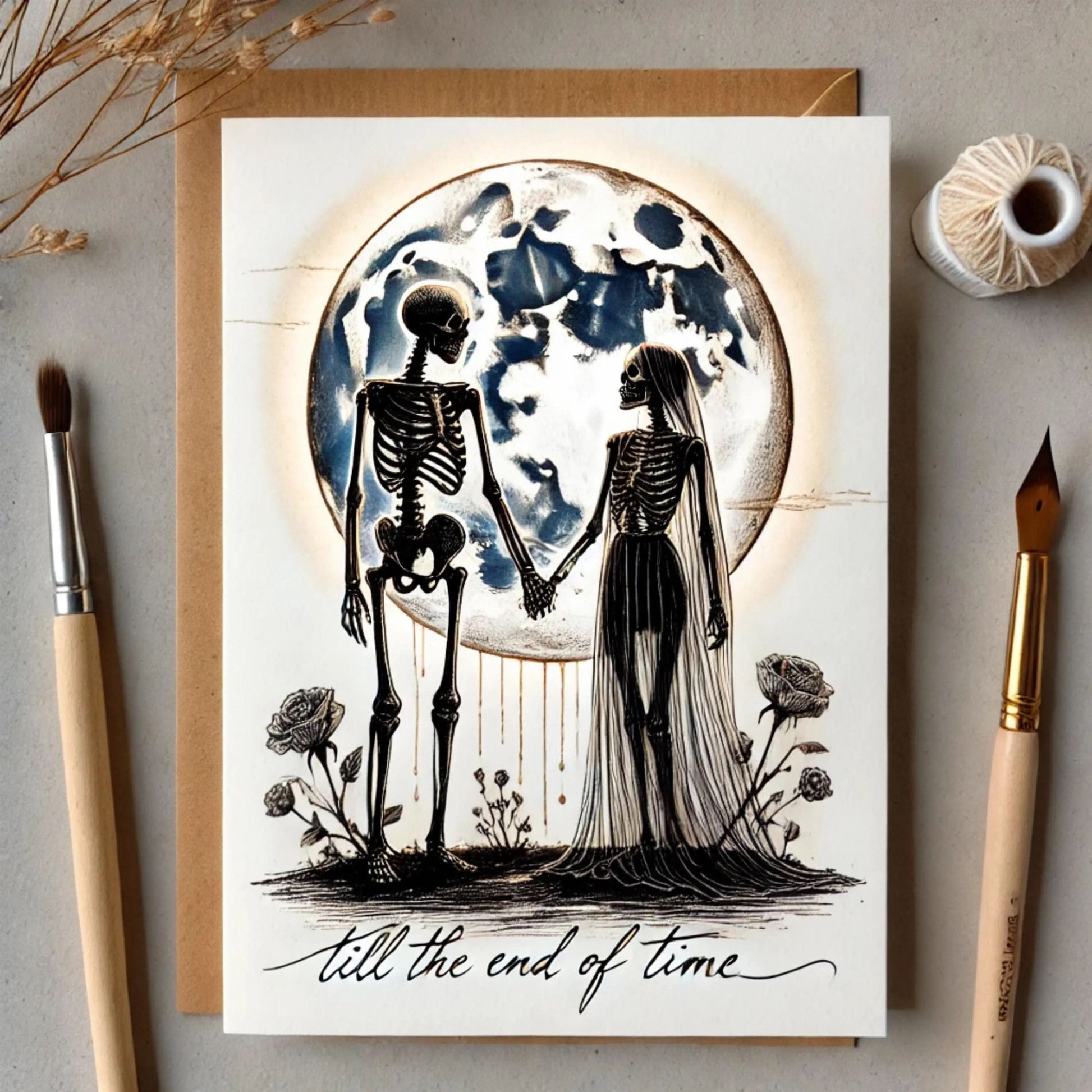 Personalized Goth Valentines Day Card, Romantic Goth Valentines, Gothic Valentines,  Skeleton Valentine Card, Spooky Valentines, Whimsigoth