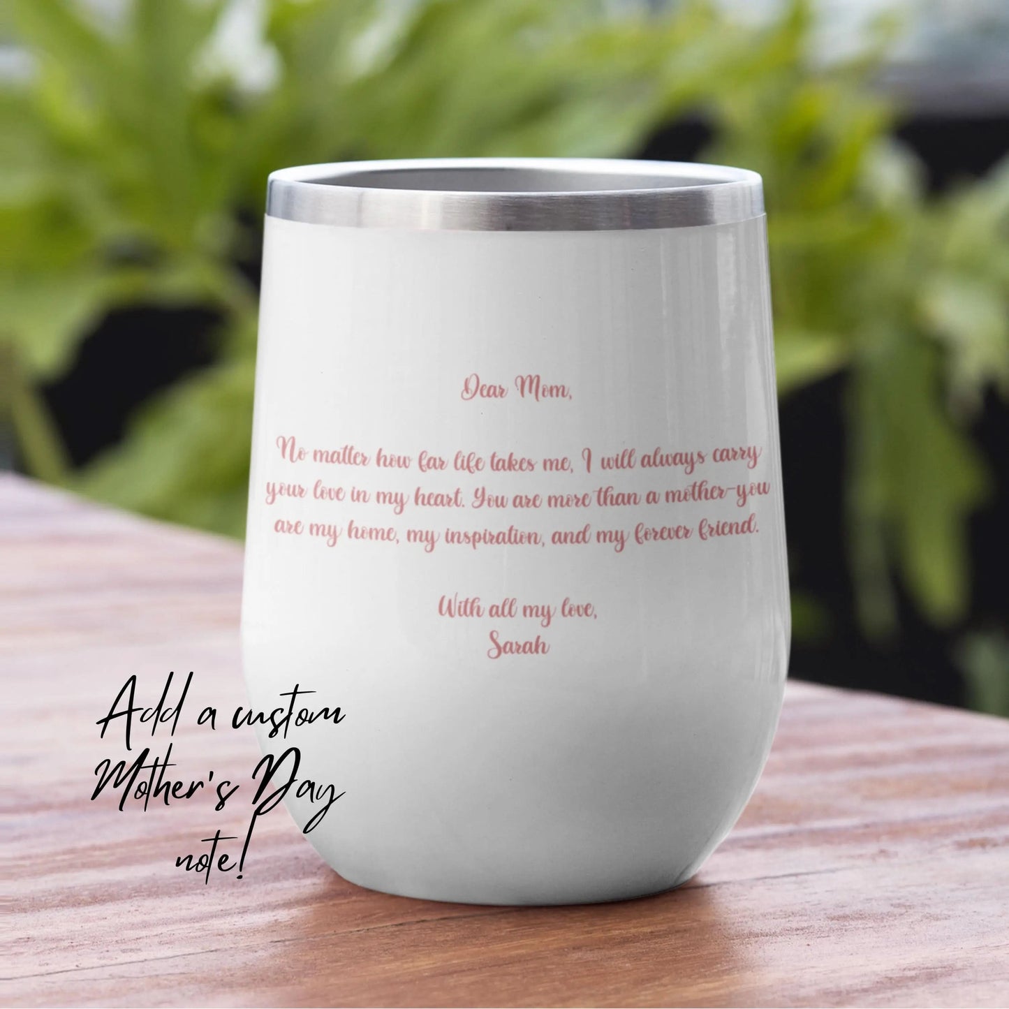 Custom Wine Glass for Mothers Day Gift, Custom Wine Tumbler, Mothers Day Keepsake, Personalized Gift for Mom, Floral Personalized Tumbler