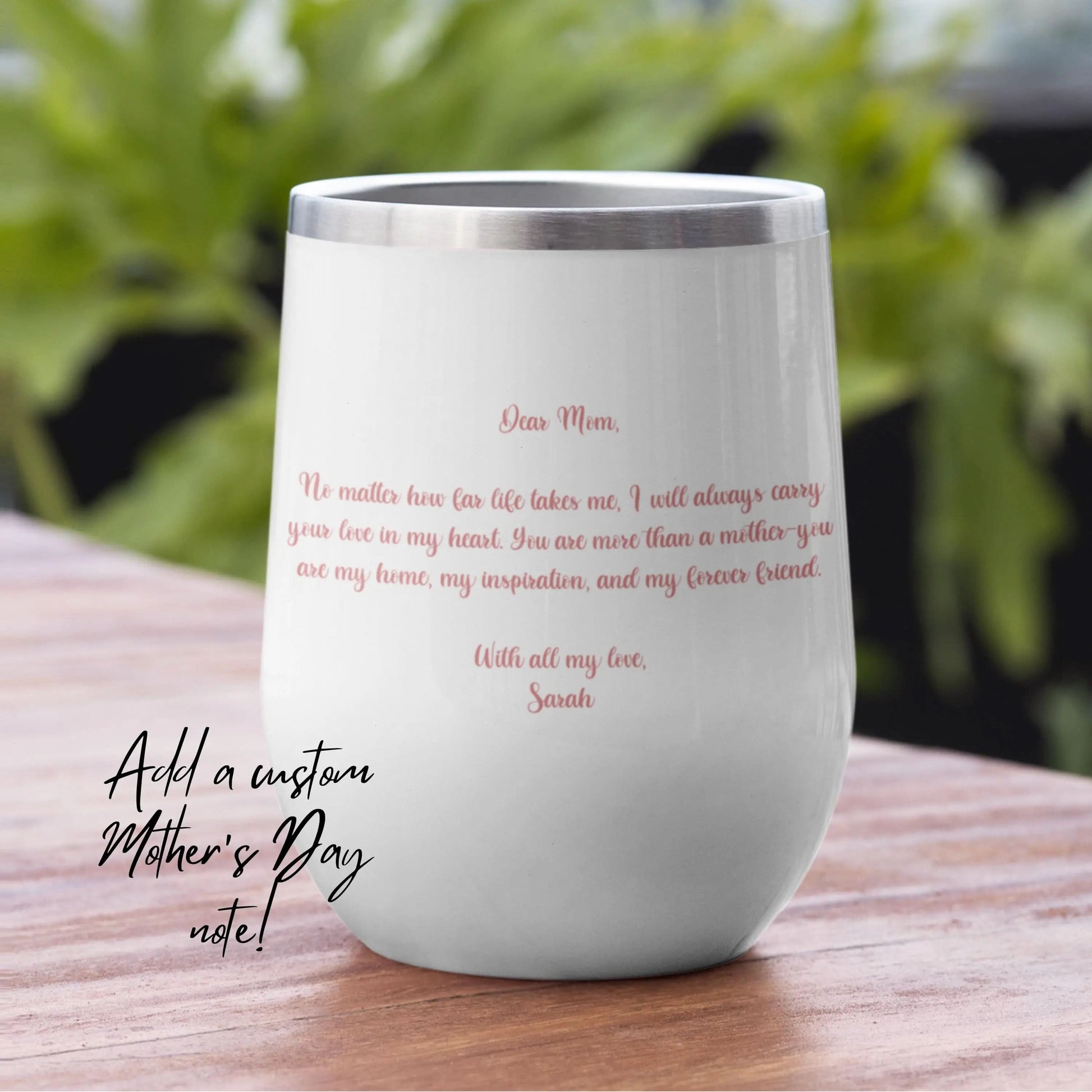 Custom Wine Glass for Mothers Day Gift, Custom Wine Tumbler, Mothers Day Keepsake, Personalized Gift for Mom, Floral Personalized Tumbler