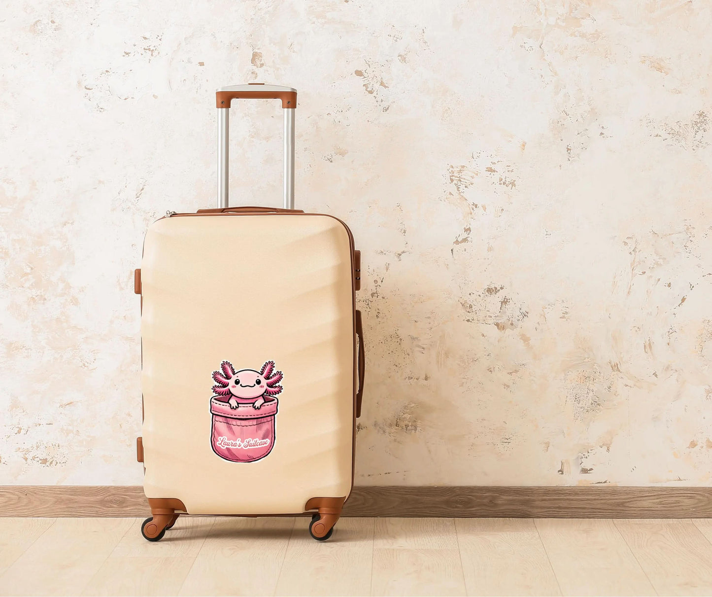 Personalized Pink Axotlotl Suitcase Stickers, Luggage Stickers, Away Suitcase Decal, Cute Luggage Decal, Travel Accessories, Custom Stickers