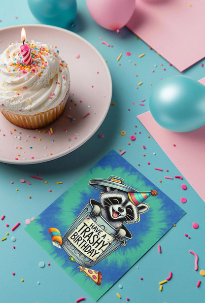 Funny Raccoon Birthday Card, Trash Panda Happy Birthday Card, Cute Birthday Card, Friend Birthday Card,  Cute Raccoon Art, Birthday Raccoon