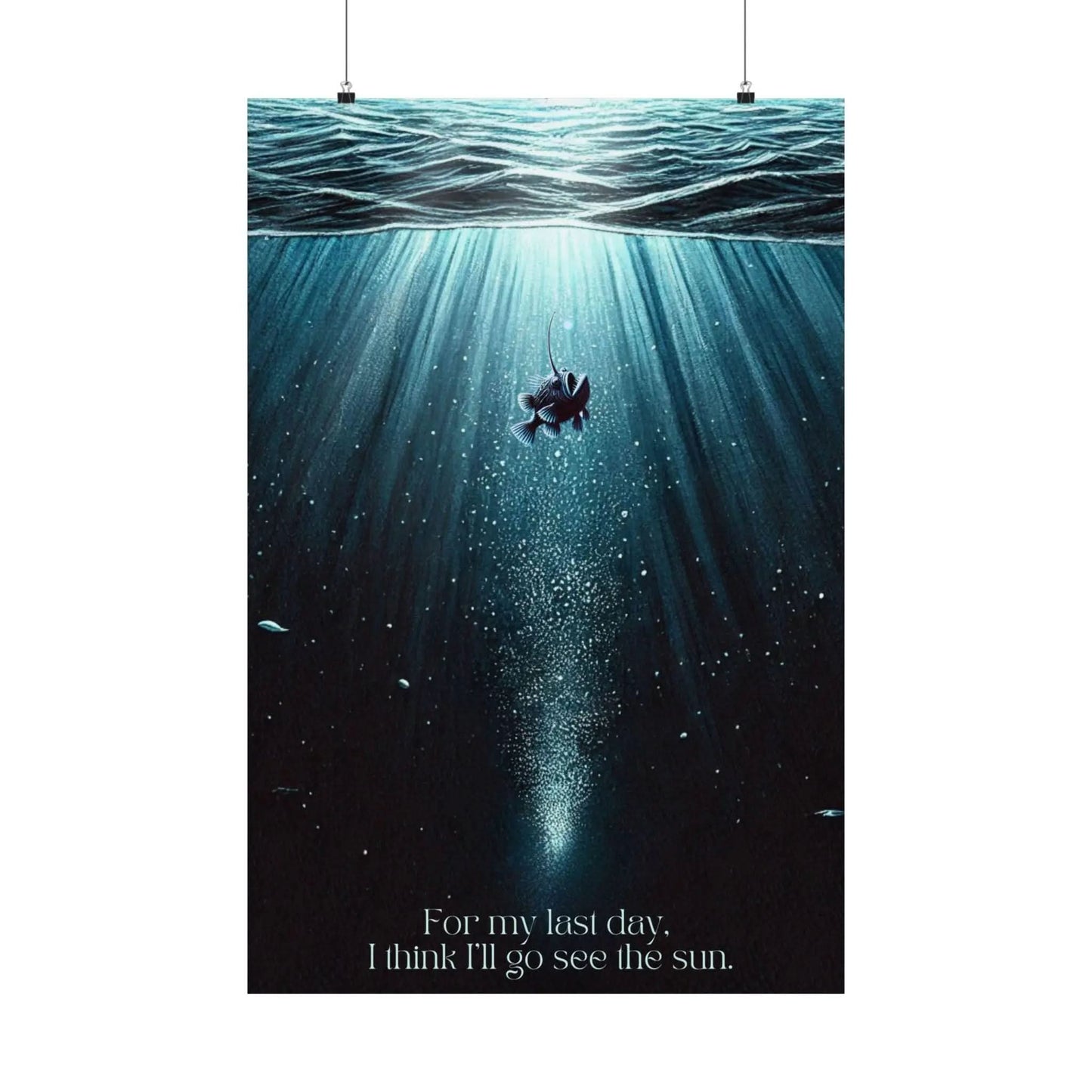 Angler Fish Story Inspirational Poster | Deep Sea Creature Wall Art | Inspirational Ocean Decor | Vertical Anglerfish Poster