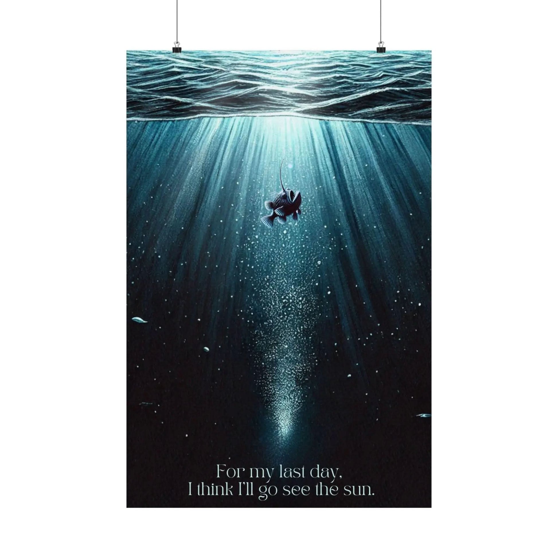 Angler Fish Story Inspirational Poster | Deep Sea Creature Wall Art | Inspirational Ocean Decor | Vertical Anglerfish Poster