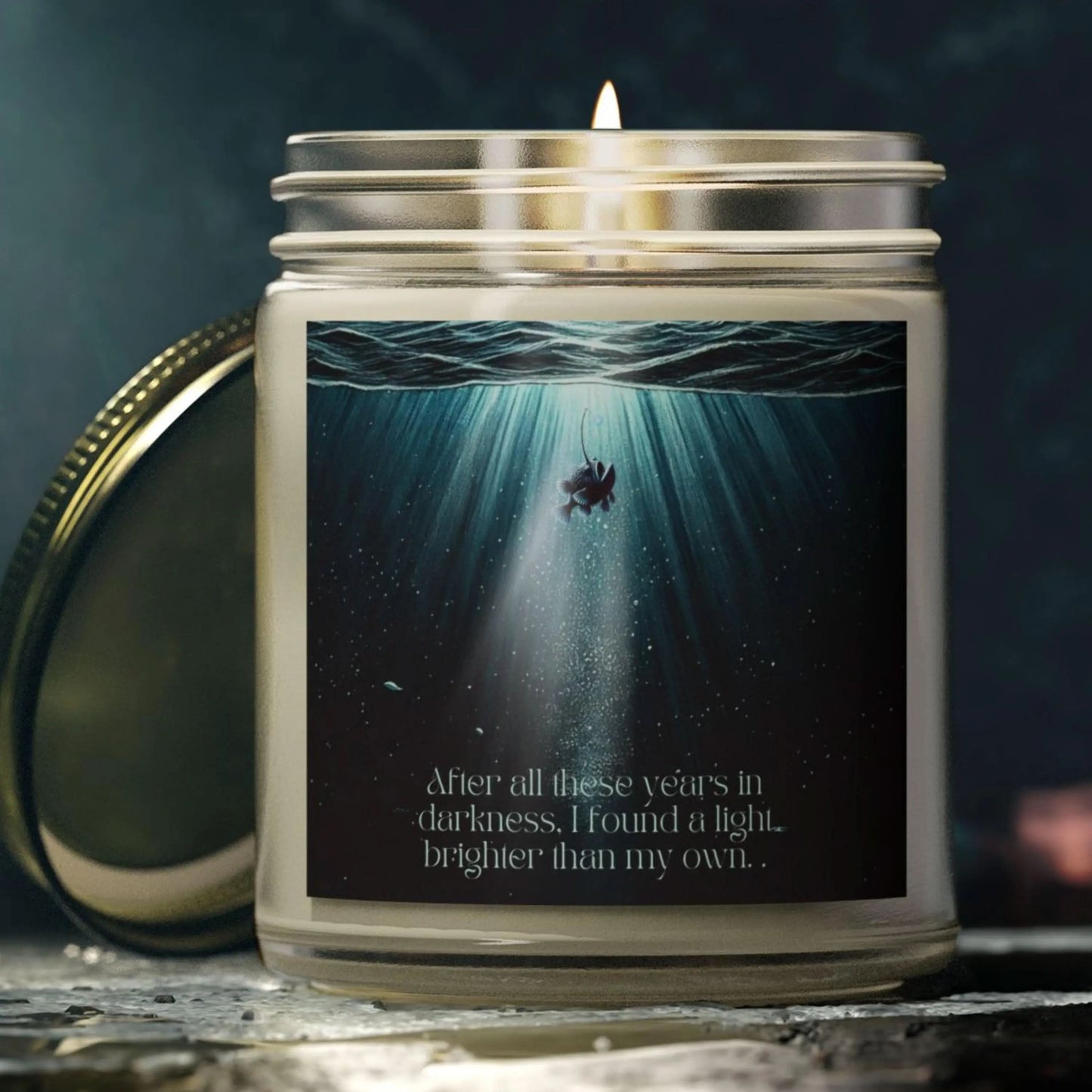 Emotional Anglerfish Story Scented Candle | Deep Sea Creature | Angler fish Tribute Candle | Viral TikTok Anglerfish | Black Seadevil Decor