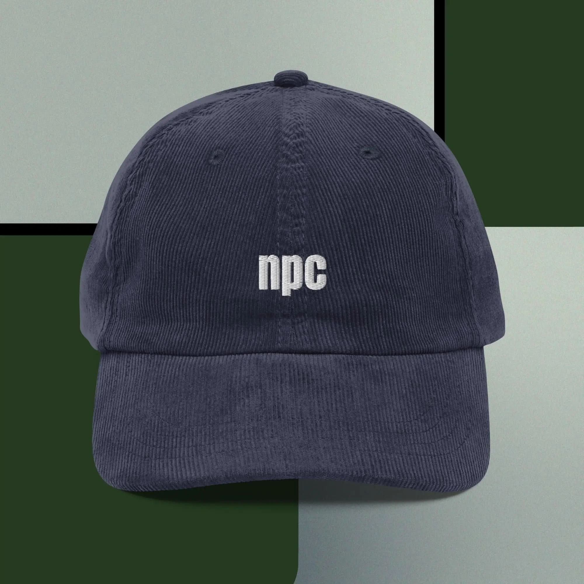 NPC Hat Corduroy: Funny Embroidered Meme Cap