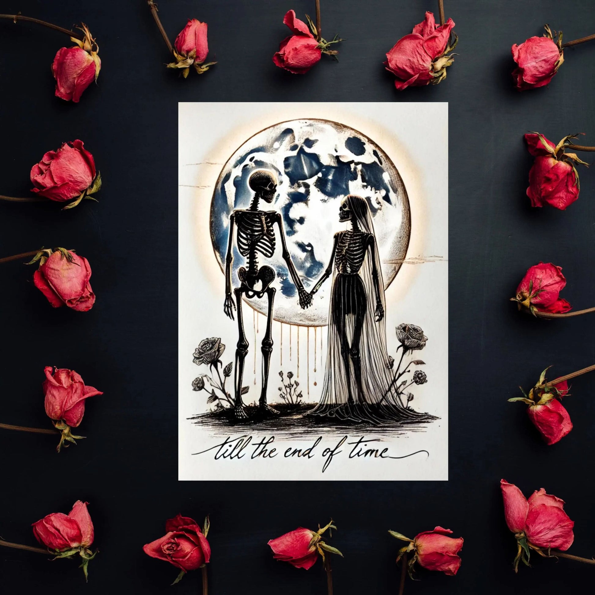 Personalized Goth Valentines Day Card, Romantic Goth Valentines, Gothic Valentines,  Skeleton Valentine Card, Spooky Valentines, Whimsigoth