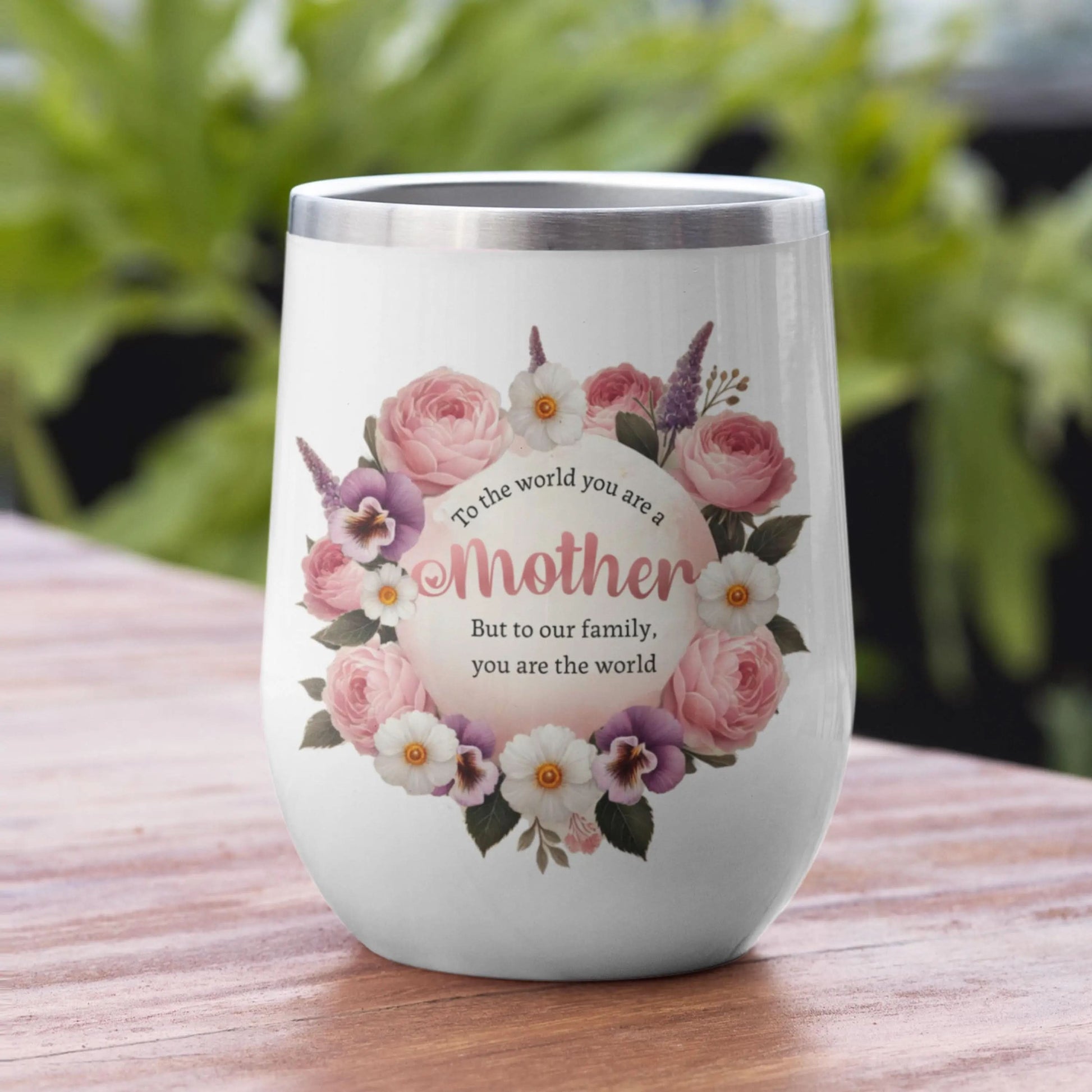 Custom Wine Glass for Mothers Day Gift, Custom Wine Tumbler, Mothers Day Keepsake, Personalized Gift for Mom, Floral Personalized Tumbler