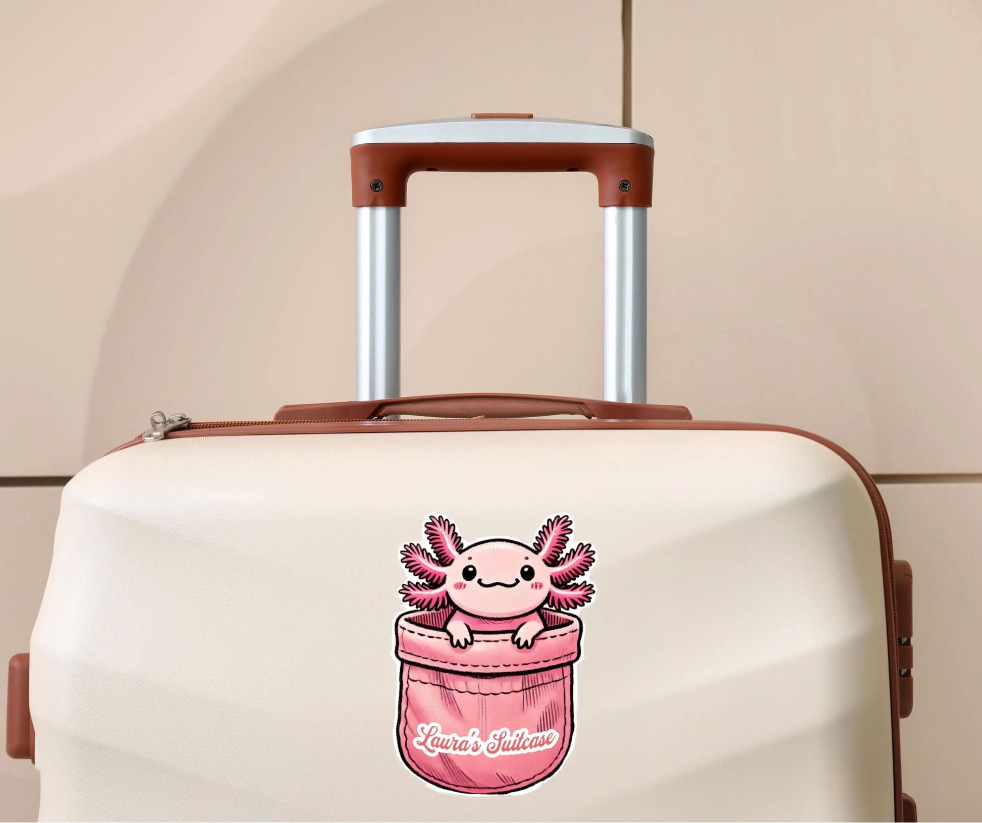 Personalized Pink Axotlotl Suitcase Stickers, Luggage Stickers, Away Suitcase Decal, Cute Luggage Decal, Travel Accessories, Custom Stickers