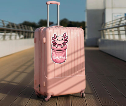 Personalized Pink Axotlotl Suitcase Stickers, Luggage Stickers, Away Suitcase Decal, Cute Luggage Decal, Travel Accessories, Custom Stickers