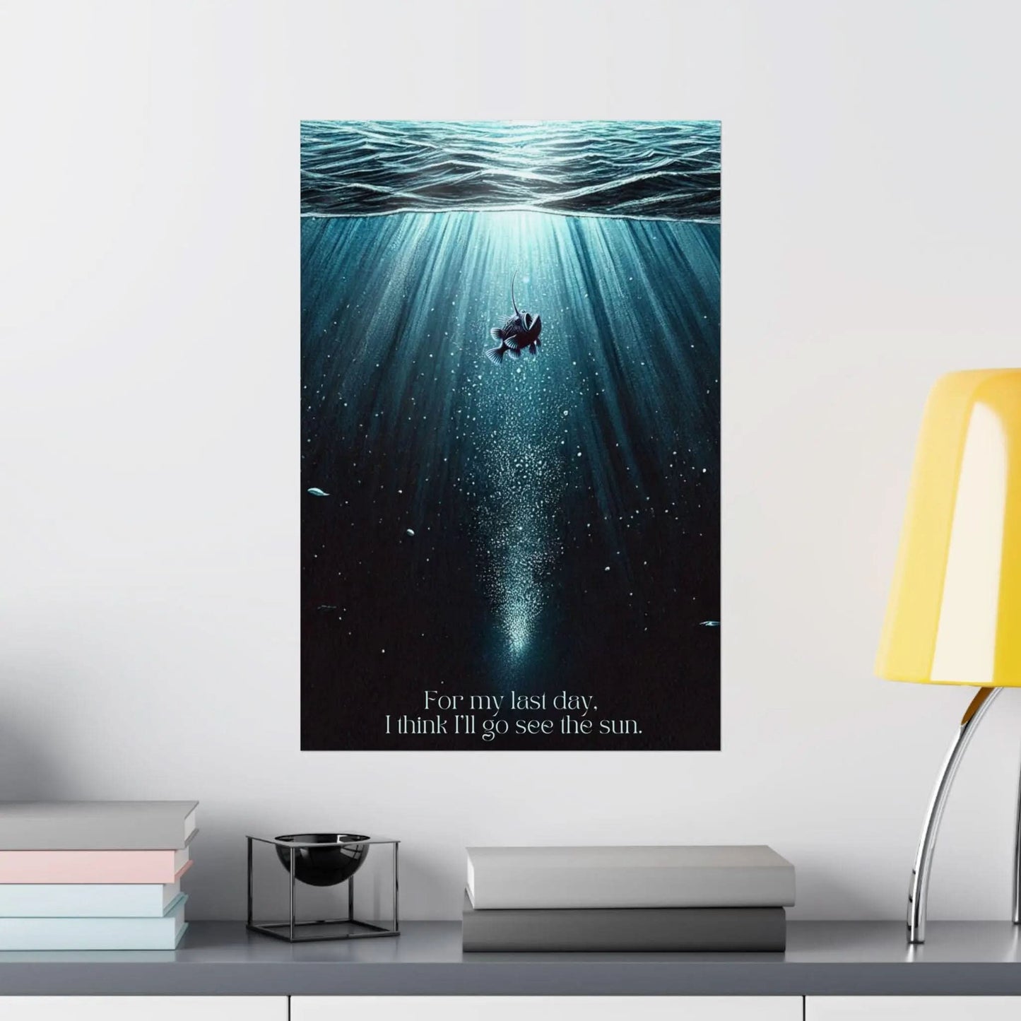 Angler Fish Story Inspirational Poster | Deep Sea Creature Wall Art | Inspirational Ocean Decor | Vertical Anglerfish Poster