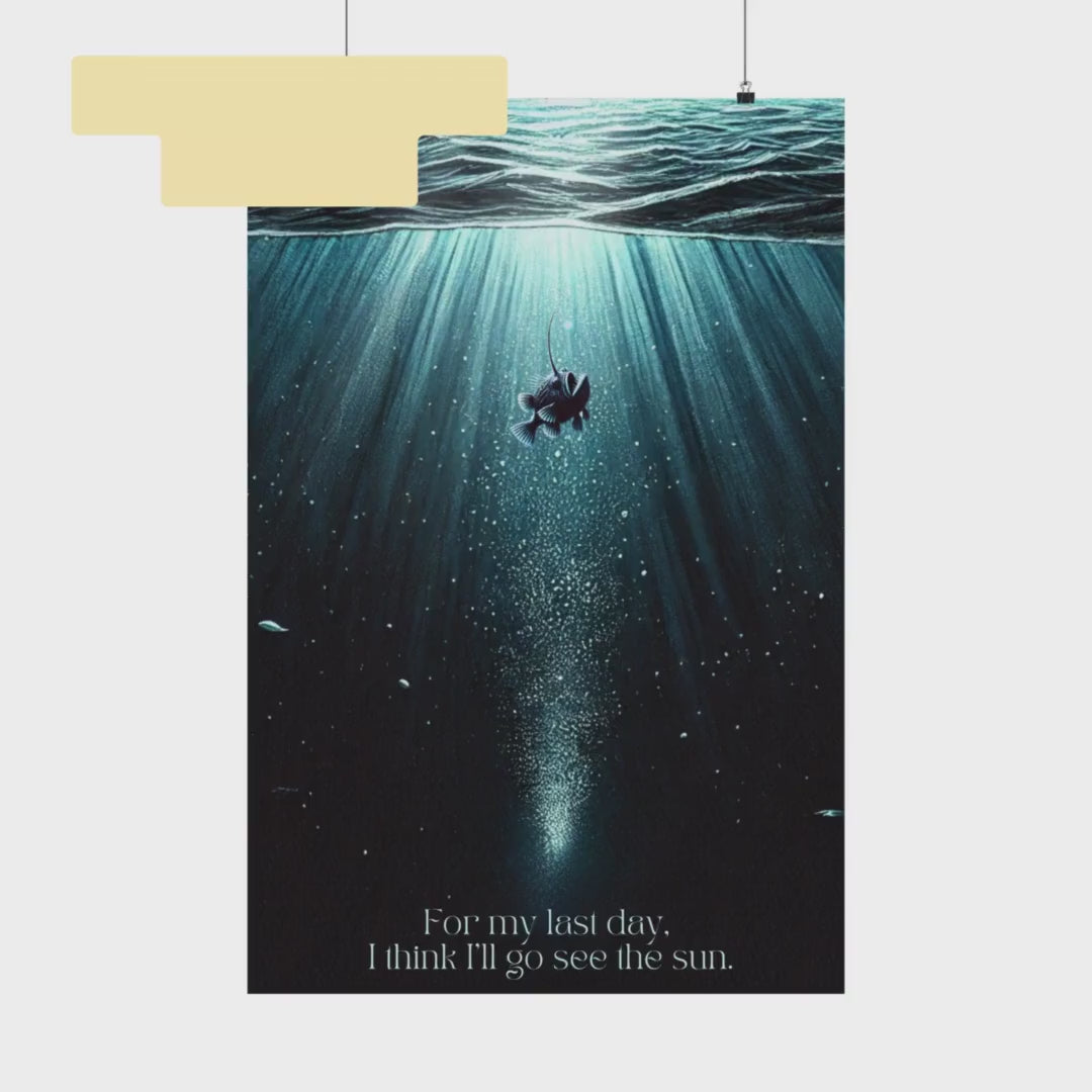 Angler Fish Story Inspirational Poster | Deep Sea Creature Wall Art | Inspirational Ocean Decor | Vertical Anglerfish Poster